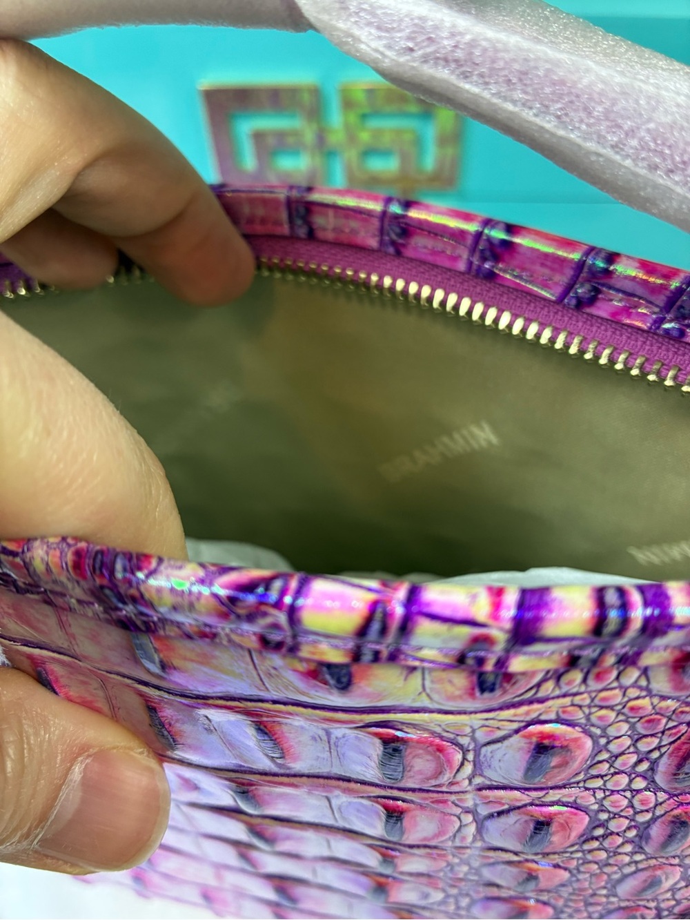 Brahmin Purple Iris Lorelei Iridescent Shoulder Bag - NWT Rare Style 🔥 🔥 - Picture 7 of 8